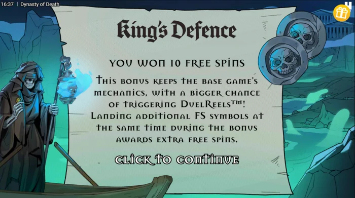 Dynasty of Death - Start der Freispiele King's Defence